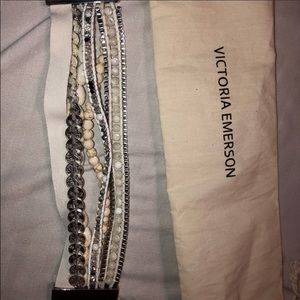 Victoria Emerson Black and Cream Multi-Strand Belt